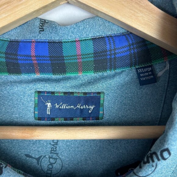 William Murray Performance Golf Polo Shirt Mens XXL Stretch Famous Courses Blue - Picture 5 of 6